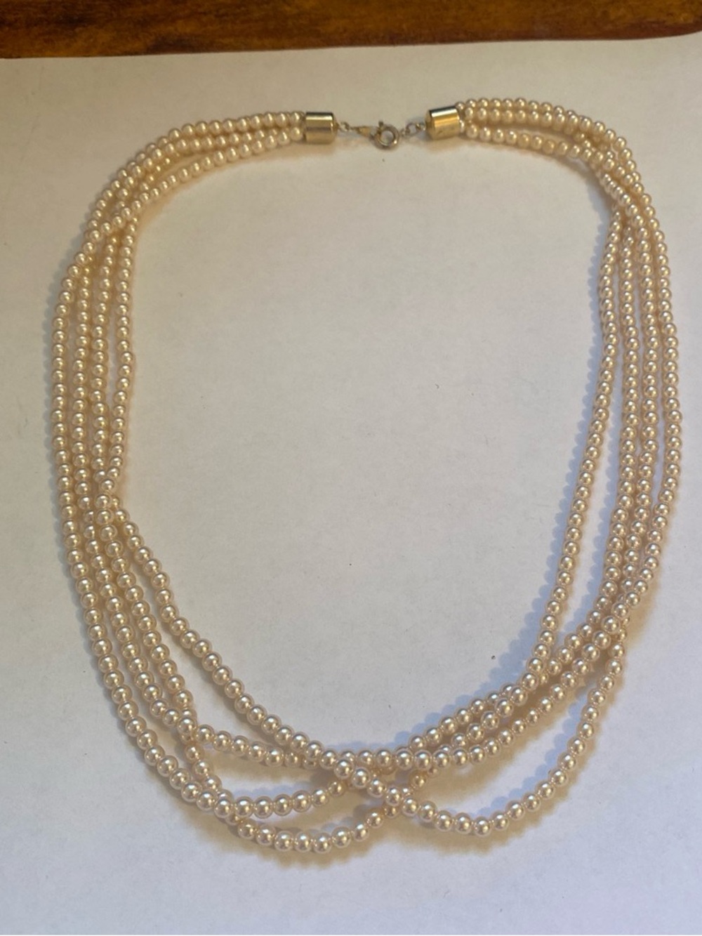 Classic Multi-Strand Cream faux Pearl Necklace by